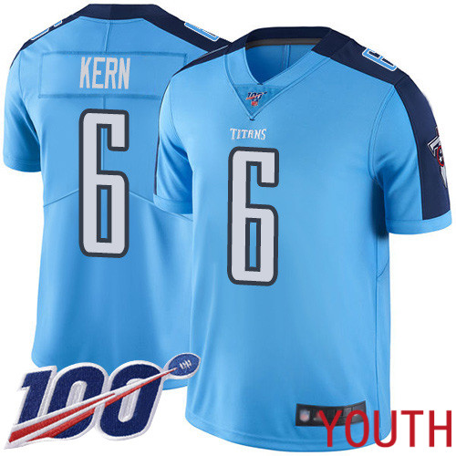 Tennessee Titans Limited Light Blue Youth Brett Kern Jersey NFL Football 6 100th Season Rush Vapor Untouchable